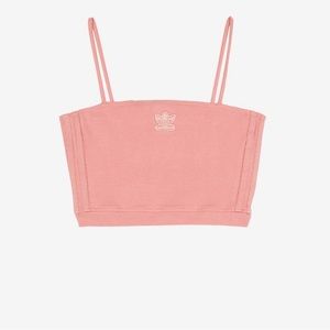 Adidas pink spaghetti strap crop top
